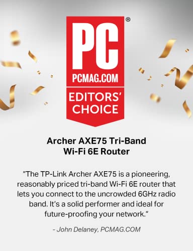 TP-Link AXE5400 Tri-Band WiFi 6E Router (Archer AXE75)- Gigabit Wireless Internet Router, ax Router for Gaming, VPN Router, OneMesh, WPA3