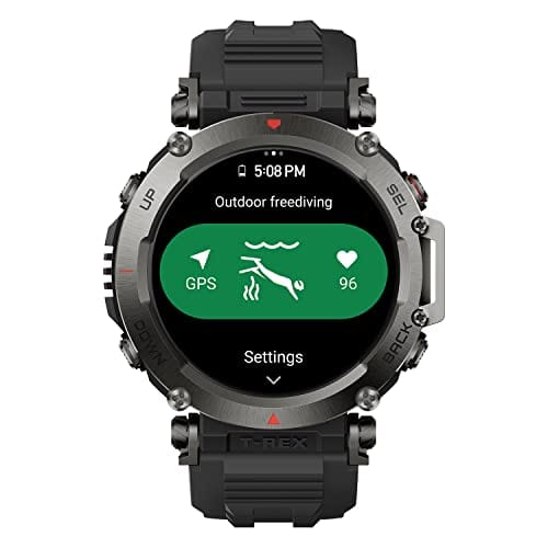 Amazfit T-Rex Ultra Smart Watch for Men, 20-Day Battery Life, 30m Freediving, Dual-Band GPS & Offline Map Support, Mud-Resistant 100m Water-Resistant, Military-Grade Outdoor Sports Watch, Black