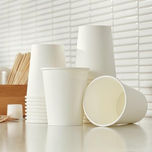 Amazon Basics Compostable Coffee Cups, 8 Ounces, Paper, 1000 Count (Pack of 1), White