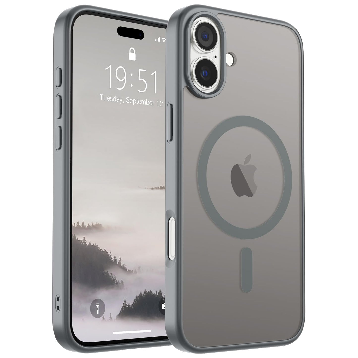 SUPFINE Magnetic for iPhone 16e Case 2025 (Compatible with MagSafe)(Military Grade Drop Protection) Slim Translucent Matte Shockproof with Anti-Fingerprint Phone Case,Black