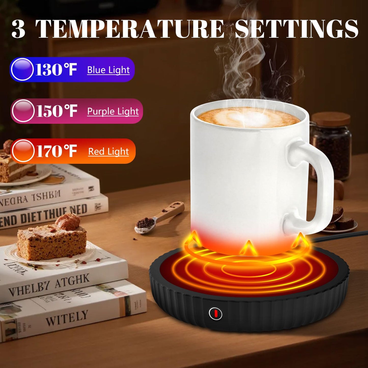 Mug Warmer,Coffee Mug Warmer with 3-Temp Settings,304 Stainless Steel Coffee Warmer with Digital Display, 2-12H Timer Setting Mug Warmer for Desk, Coffee Cup Warmer As Ideal Gift for Coffee Lovers