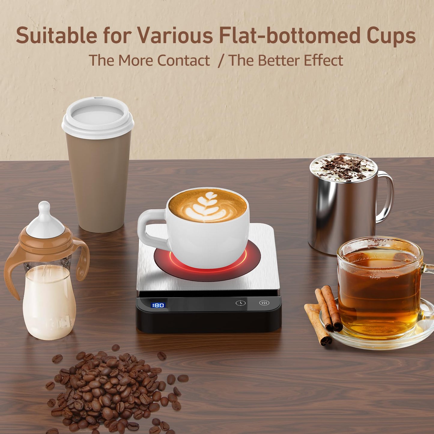 Mug Warmer,Coffee Mug Warmer with 3-Temp Settings,304 Stainless Steel Coffee Warmer with Digital Display, 2-12H Timer Setting Mug Warmer for Desk, Coffee Cup Warmer As Ideal Gift for Coffee Lovers