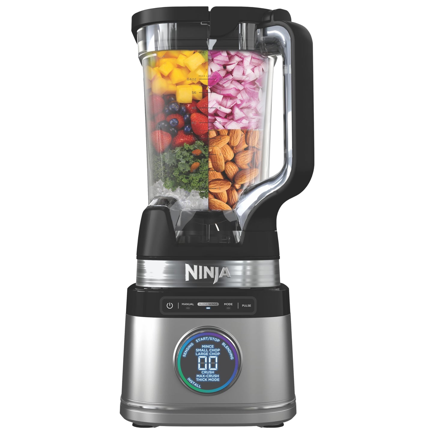 Ninja TB401 Detect Kitchen System Power Blender + Processor Pro, BlendSense Technology, Blender, Chopping & Smoothies, 1800 Peak Watts, 72 oz. Pitcher, 64 oz. Food Processor, 24 oz. To-Go Cup, Black