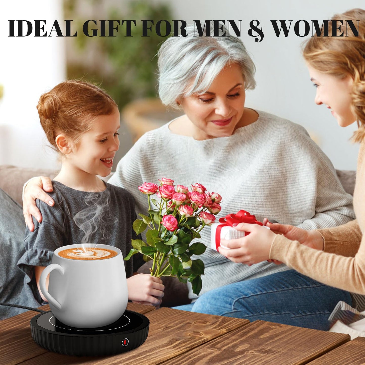 Mug Warmer,Coffee Mug Warmer with 3-Temp Settings,304 Stainless Steel Coffee Warmer with Digital Display, 2-12H Timer Setting Mug Warmer for Desk, Coffee Cup Warmer As Ideal Gift for Coffee Lovers