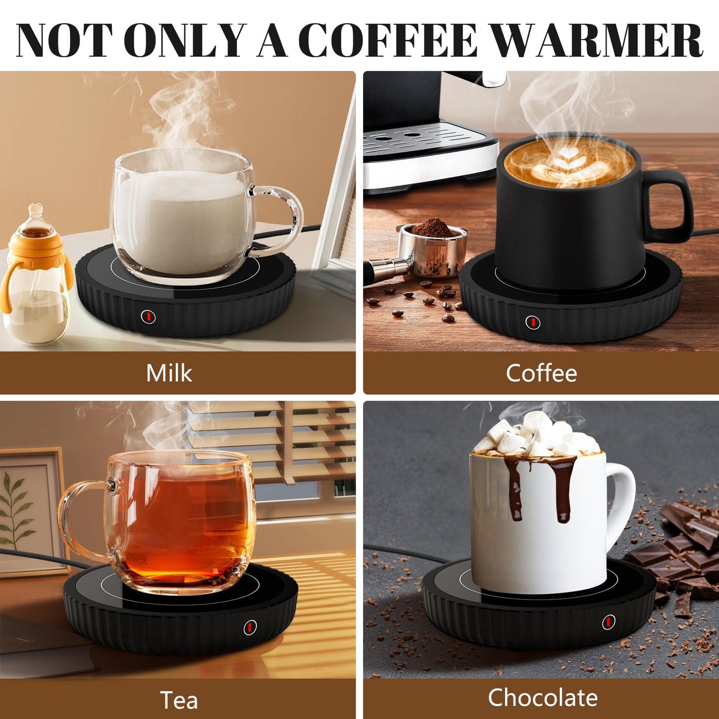 Mug Warmer,Coffee Mug Warmer with 3-Temp Settings,304 Stainless Steel Coffee Warmer with Digital Display, 2-12H Timer Setting Mug Warmer for Desk, Coffee Cup Warmer As Ideal Gift for Coffee Lovers