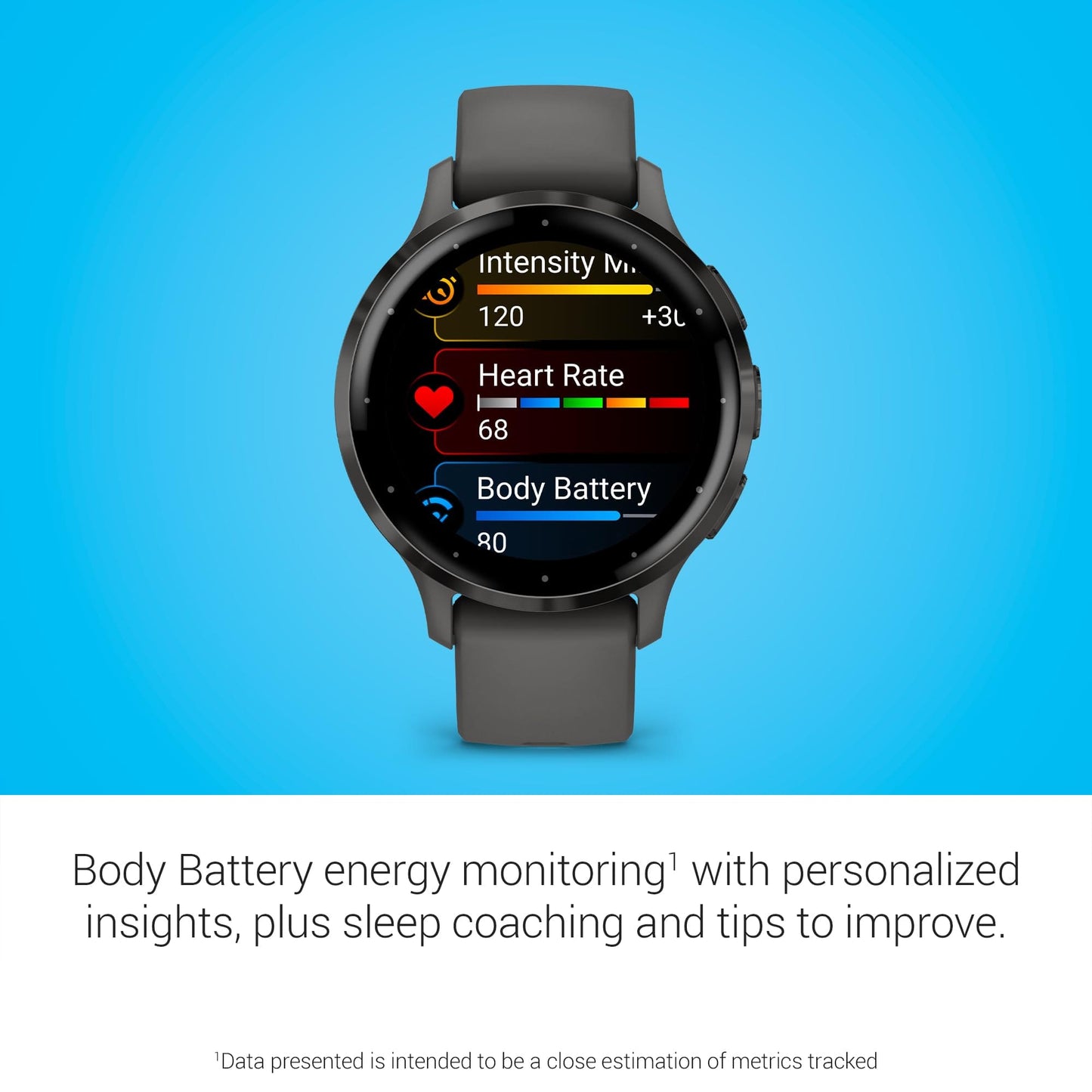 Garmin Venu 3, Smartwatch GPS con Pantalla AMOLED, Negro | Funciones avanzadas de salud y estado físico, duración de la batería de hasta 14 días, monitoreo de energía de la batería corporal con paquete de energía exclusivo