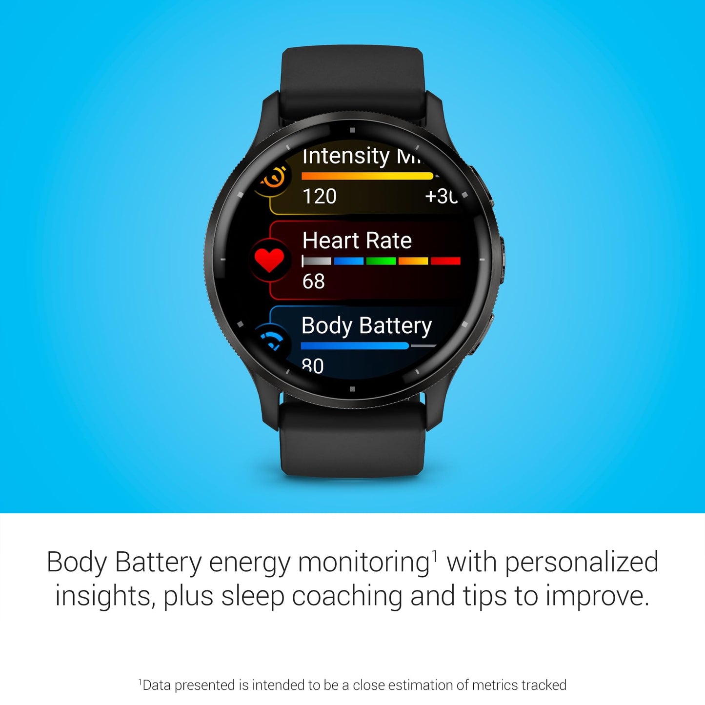 Garmin Venu 3, Smartwatch GPS con Pantalla AMOLED, Negro | Funciones avanzadas de salud y estado físico, duración de la batería de hasta 14 días, monitoreo de energía de la batería corporal con paquete de energía exclusivo