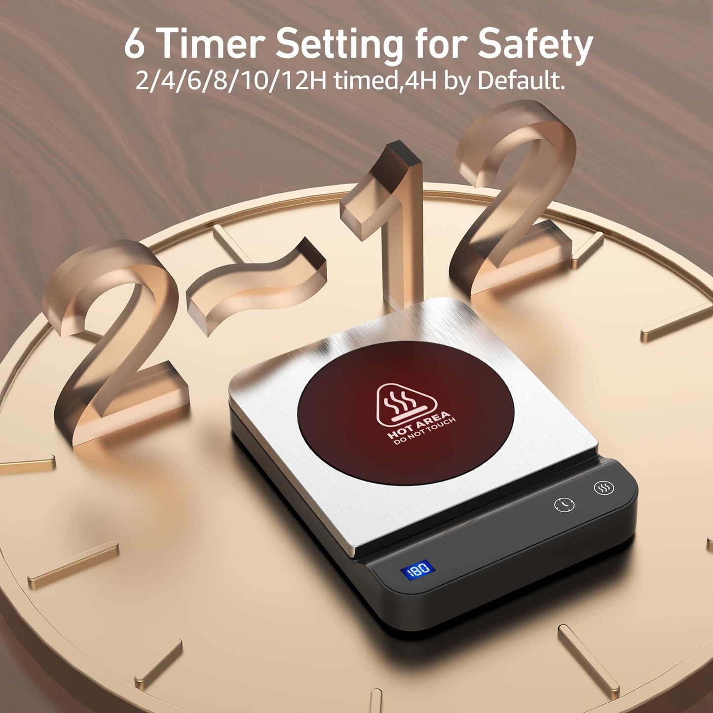 Mug Warmer,Coffee Mug Warmer with 3-Temp Settings,304 Stainless Steel Coffee Warmer with Digital Display, 2-12H Timer Setting Mug Warmer for Desk, Coffee Cup Warmer As Ideal Gift for Coffee Lovers