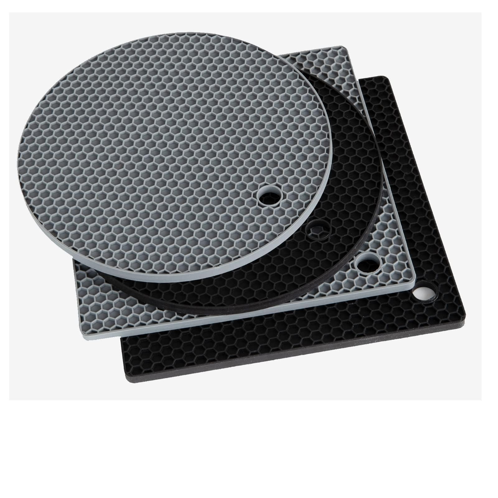 Joyhalo Trivets for Hot Dishes - Hot Pads for Kitchen, Silicone Pot Holders for Hot Pots and Pans, Silicone Mats for Kitchen Countertops, Table, Flexible Easy to Wash and Dry, Grey