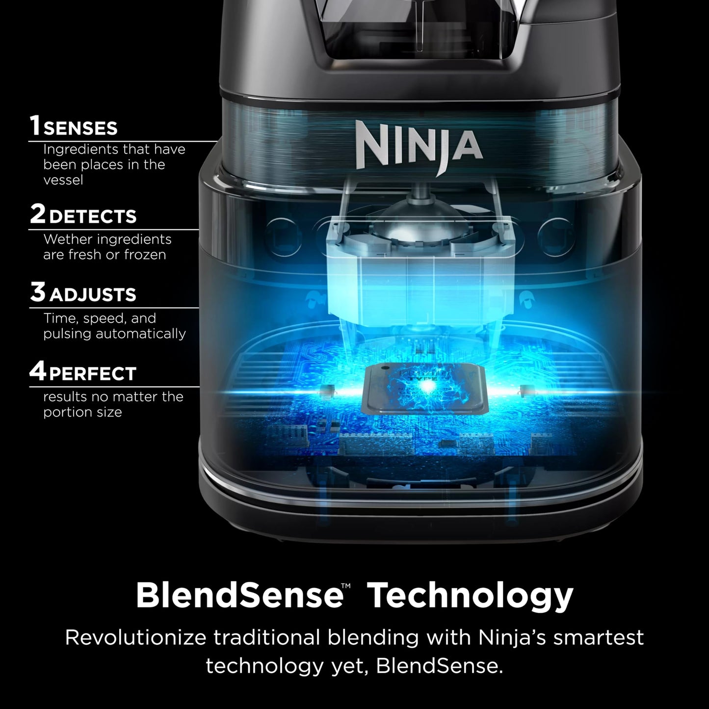 Ninja TB401 Detect Kitchen System Power Blender + Processor Pro, BlendSense Technology, Blender, Chopping & Smoothies, 1800 Peak Watts, 72 oz. Pitcher, 64 oz. Food Processor, 24 oz. To-Go Cup, Black