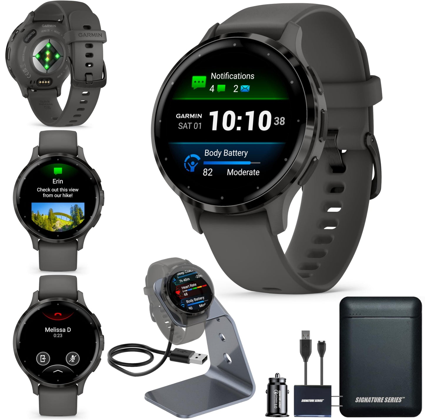 Garmin Venu 3, Smartwatch GPS con Pantalla AMOLED, Negro | Funciones avanzadas de salud y estado físico, duración de la batería de hasta 14 días, monitoreo de energía de la batería corporal con paquete de energía exclusivo