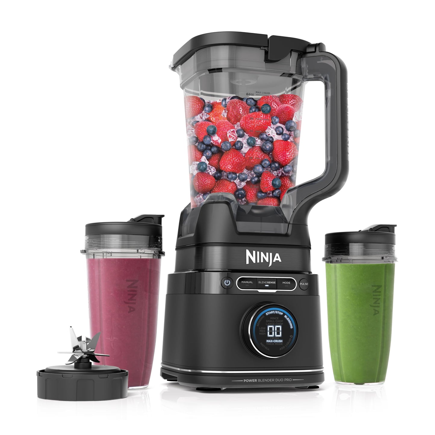 Ninja TB401 Detect Kitchen System Power Blender + Processor Pro, BlendSense Technology, Blender, Chopping & Smoothies, 1800 Peak Watts, 72 oz. Pitcher, 64 oz. Food Processor, 24 oz. To-Go Cup, Black