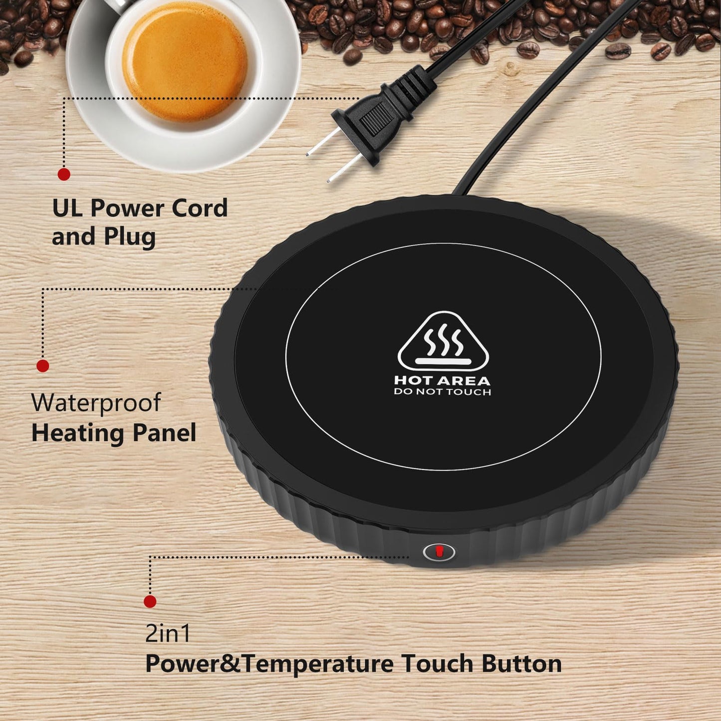 Mug Warmer,Coffee Mug Warmer with 3-Temp Settings,304 Stainless Steel Coffee Warmer with Digital Display, 2-12H Timer Setting Mug Warmer for Desk, Coffee Cup Warmer As Ideal Gift for Coffee Lovers
