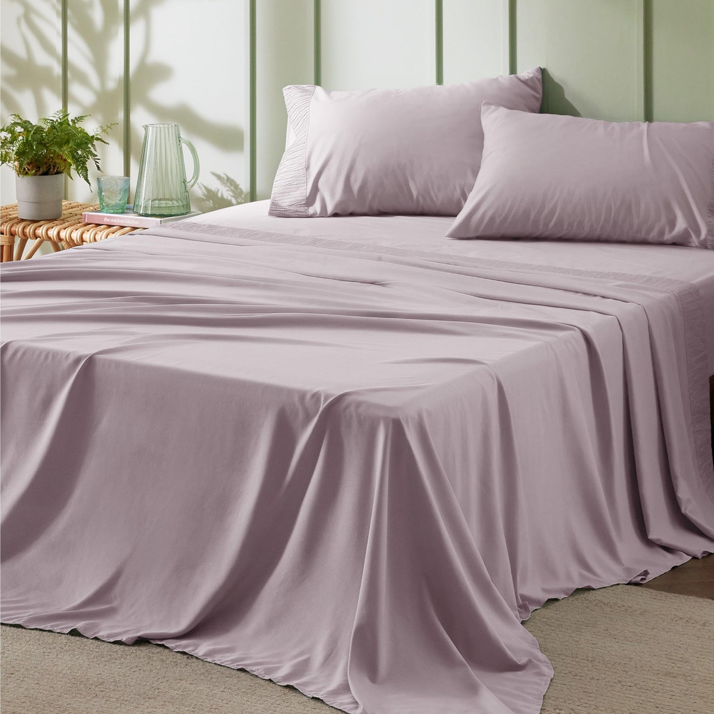 Bedsure Twin Sheets Set Grey - Soft Twin Bed Sheets, 3 Pieces Hotel Luxury Twin Sheets, Easy Care Polyester Microfiber Cooling Bed Sheet Set