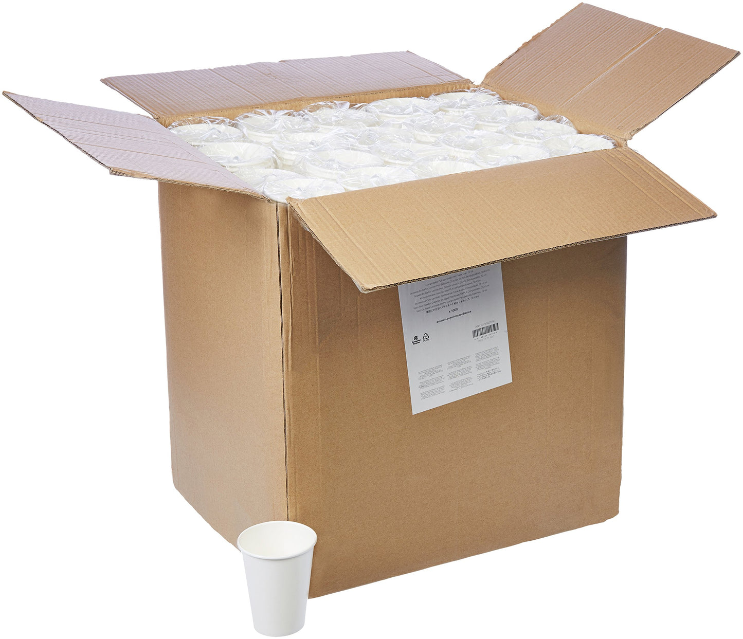 Amazon Basics Compostable Coffee Cups, 8 Ounces, Paper, 1000 Count (Pack of 1), White
