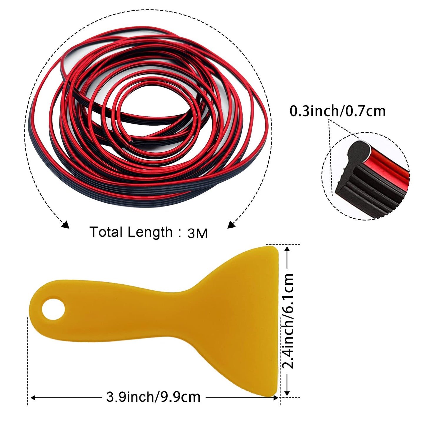 Car Interior Trim Strips,Universal 9.8 ft Car Electroplating Decoration Styling Door Dashboard, Flexible Interior Trim Accessories with Installing Tool(Red) - Xpressa