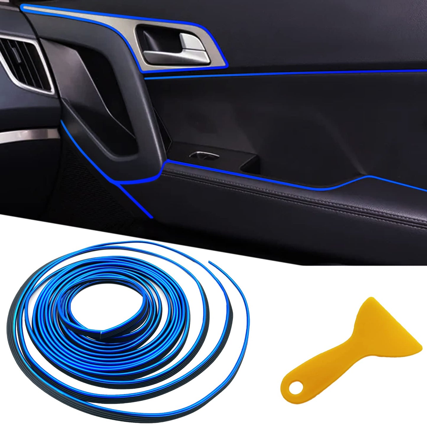 Car Interior Trim Strips,Universal 9.8 ft Car Electroplating Decoration Styling Door Dashboard, Flexible Interior Trim Accessories with Installing Tool(Red) - Xpressa
