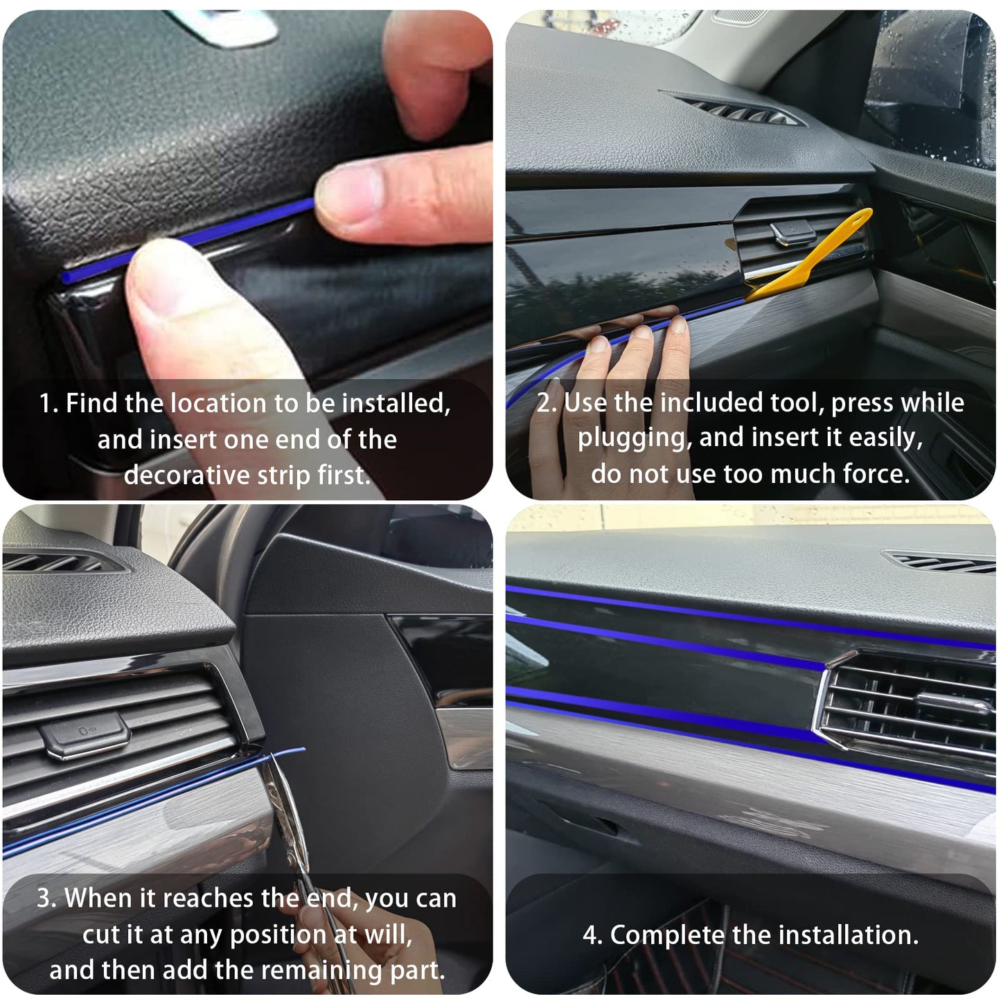 Car Interior Trim Strips,Universal 9.8 ft Car Electroplating Decoration Styling Door Dashboard, Flexible Interior Trim Accessories with Installing Tool(Red) - Xpressa