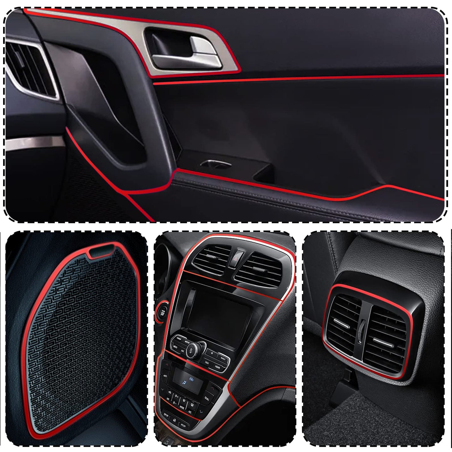 Car Interior Trim Strips,Universal 9.8 ft Car Electroplating Decoration Styling Door Dashboard, Flexible Interior Trim Accessories with Installing Tool(Red) - Xpressa