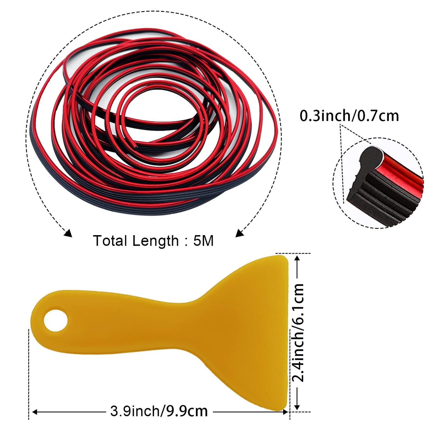 Car Interior Trim Strips,Universal 9.8 ft Car Electroplating Decoration Styling Door Dashboard, Flexible Interior Trim Accessories with Installing Tool(Red) - Xpressa