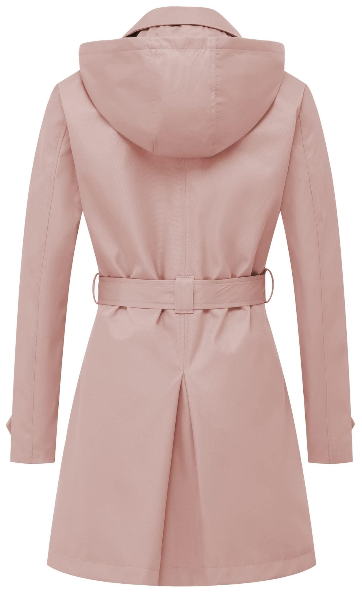 Chrisuno Women's Double Breasted Trench Coats Mid - Length Belted Overcoat Long Dress Jacket with Detachable Hood - Xpressa