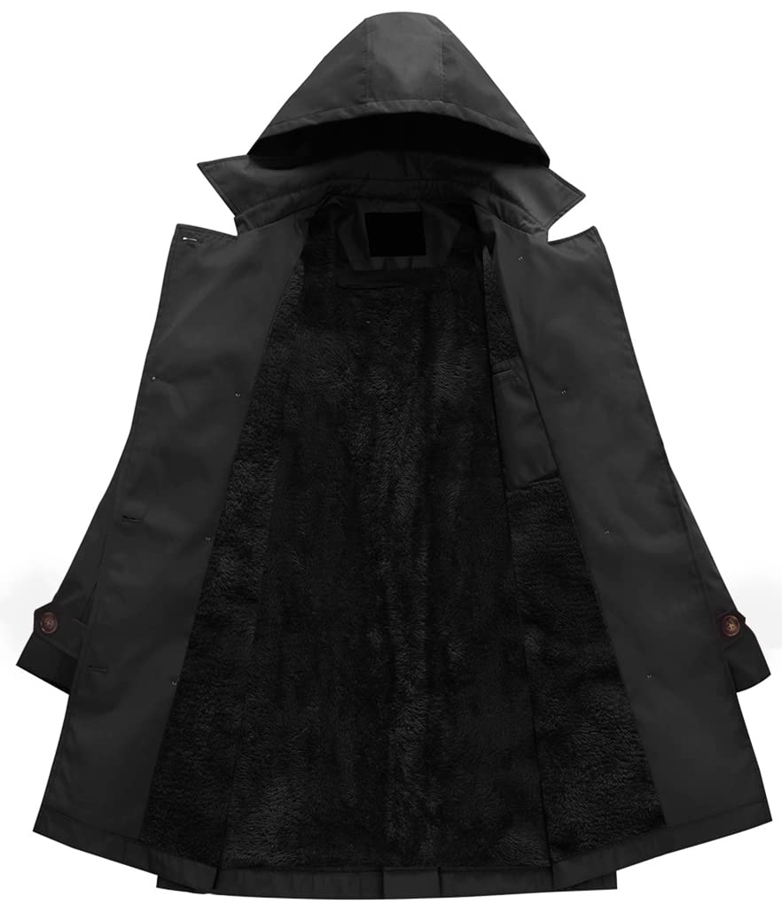 Chrisuno Women's Double Breasted Trench Coats Mid - Length Belted Overcoat Long Dress Jacket with Detachable Hood - Xpressa