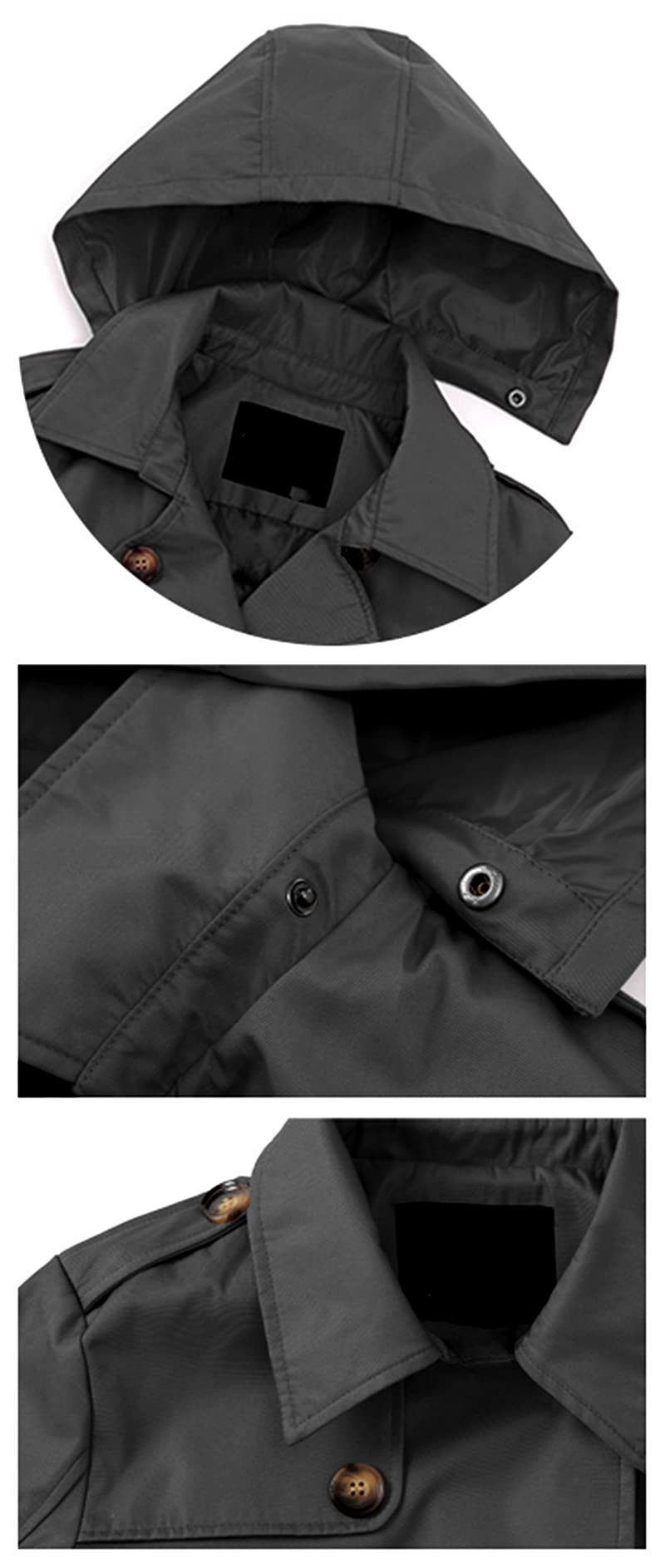 Chrisuno Women's Double Breasted Trench Coats Mid - Length Belted Overcoat Long Dress Jacket with Detachable Hood - Xpressa