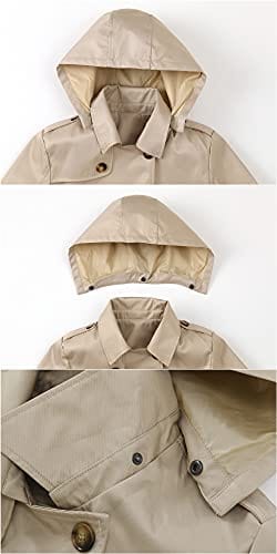 Chrisuno Women's Double Breasted Trench Coats Mid - Length Belted Overcoat Long Dress Jacket with Detachable Hood - Xpressa