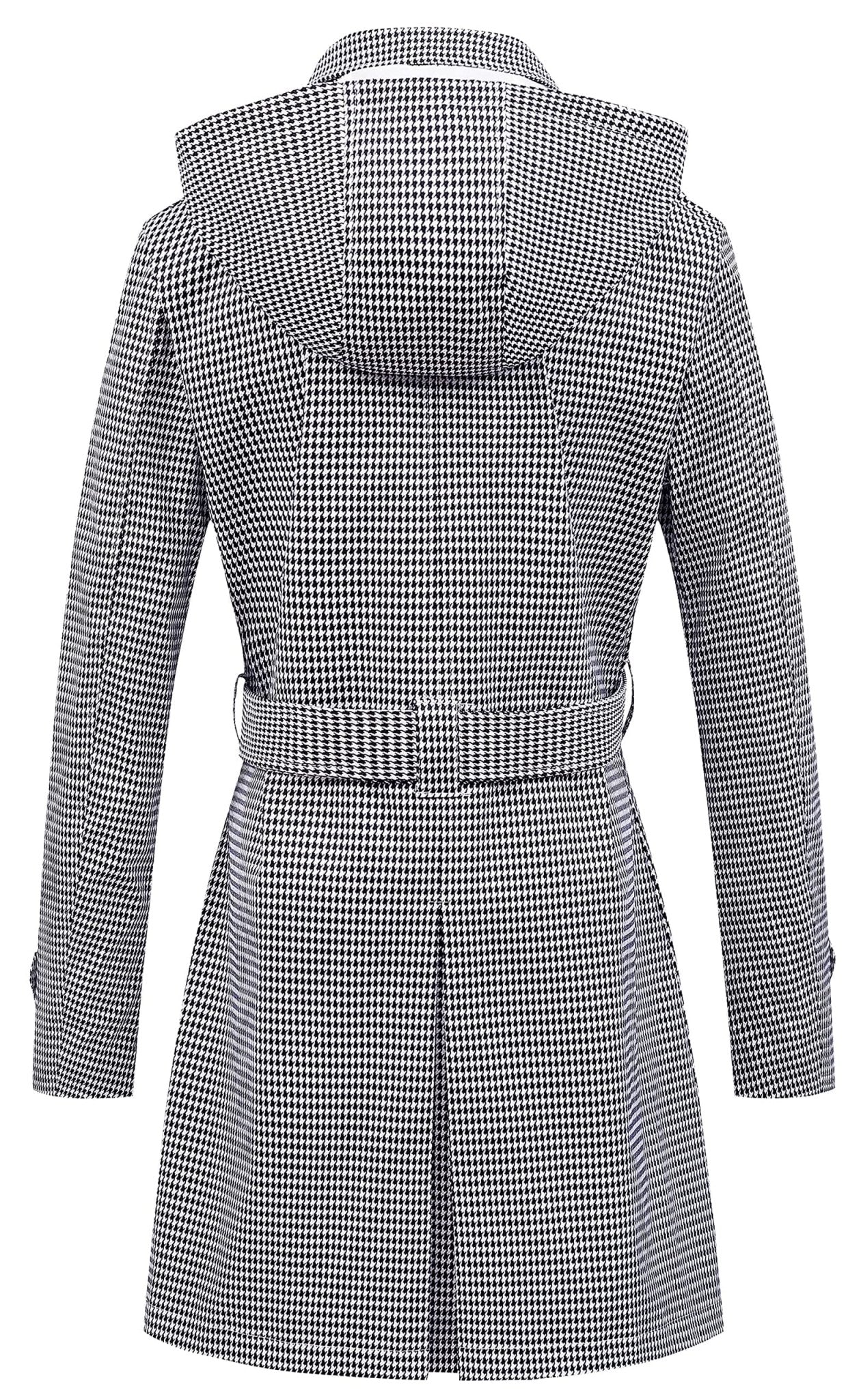 Chrisuno Women's Double Breasted Trench Coats Mid - Length Belted Overcoat Long Dress Jacket with Detachable Hood - Xpressa