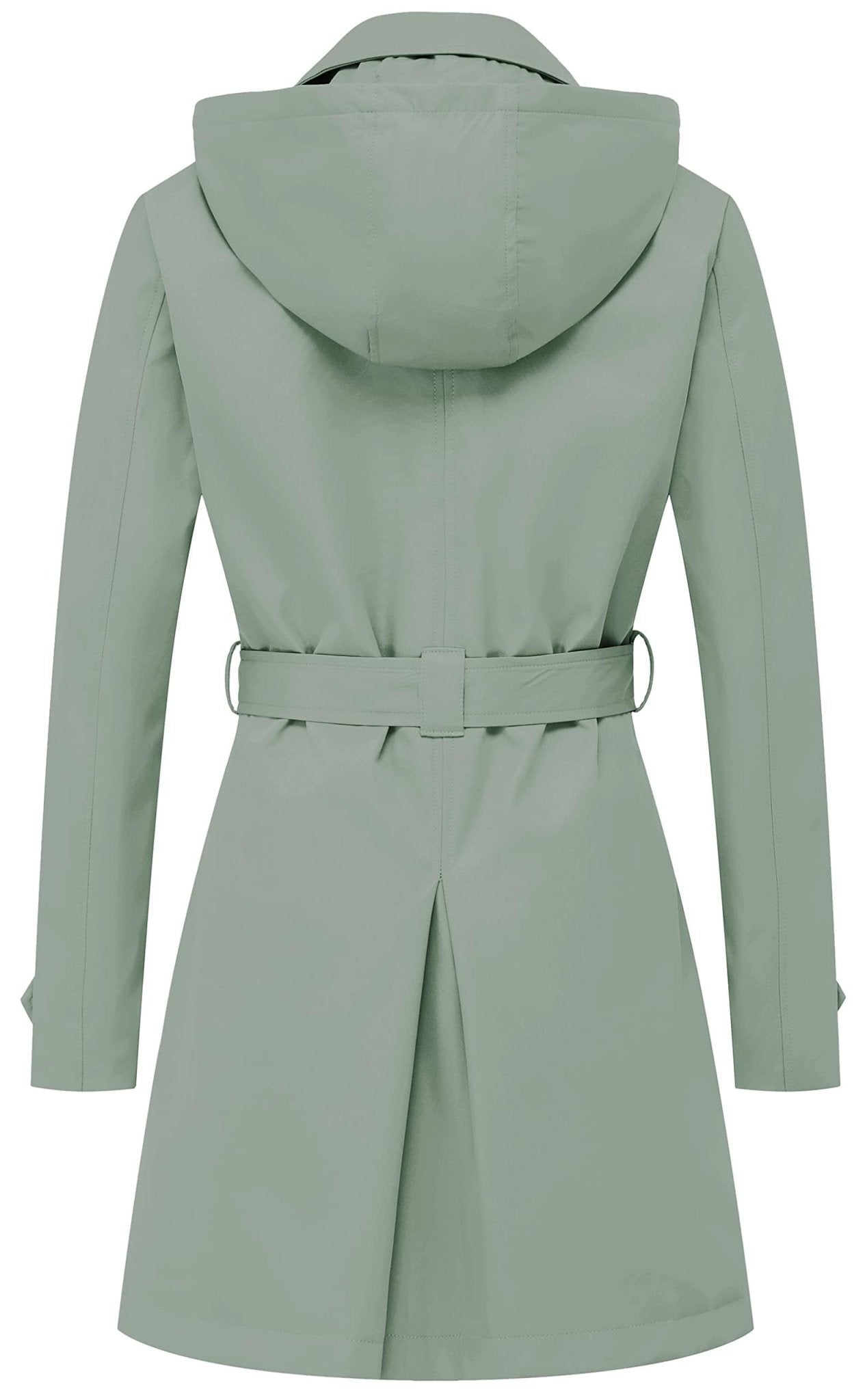Chrisuno Women's Double Breasted Trench Coats Mid - Length Belted Overcoat Long Dress Jacket with Detachable Hood - Xpressa