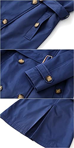 Chrisuno Women's Double Breasted Trench Coats Mid - Length Belted Overcoat Long Dress Jacket with Detachable Hood - Xpressa