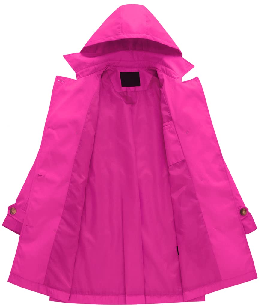 Chrisuno Women's Double Breasted Trench Coats Mid - Length Belted Overcoat Long Dress Jacket with Detachable Hood - Xpressa
