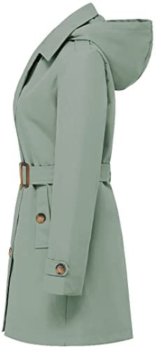 Chrisuno Women's Double Breasted Trench Coats Mid - Length Belted Overcoat Long Dress Jacket with Detachable Hood - Xpressa