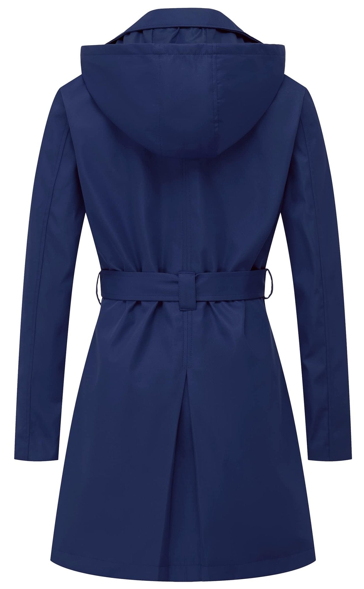 Chrisuno Women's Double Breasted Trench Coats Mid - Length Belted Overcoat Long Dress Jacket with Detachable Hood - Xpressa