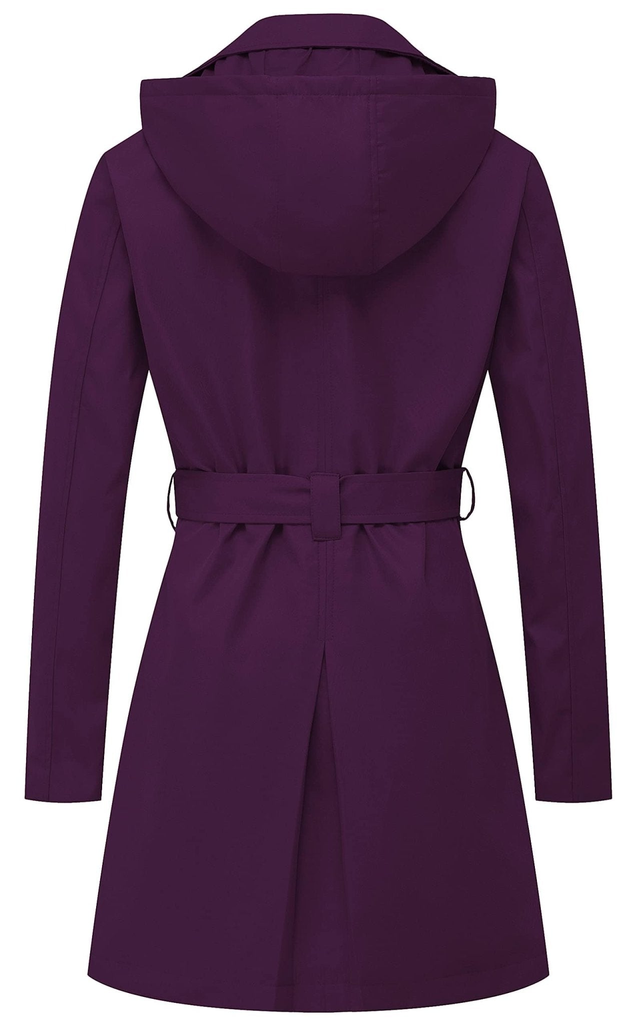 Chrisuno Women's Double Breasted Trench Coats Mid - Length Belted Overcoat Long Dress Jacket with Detachable Hood - Xpressa