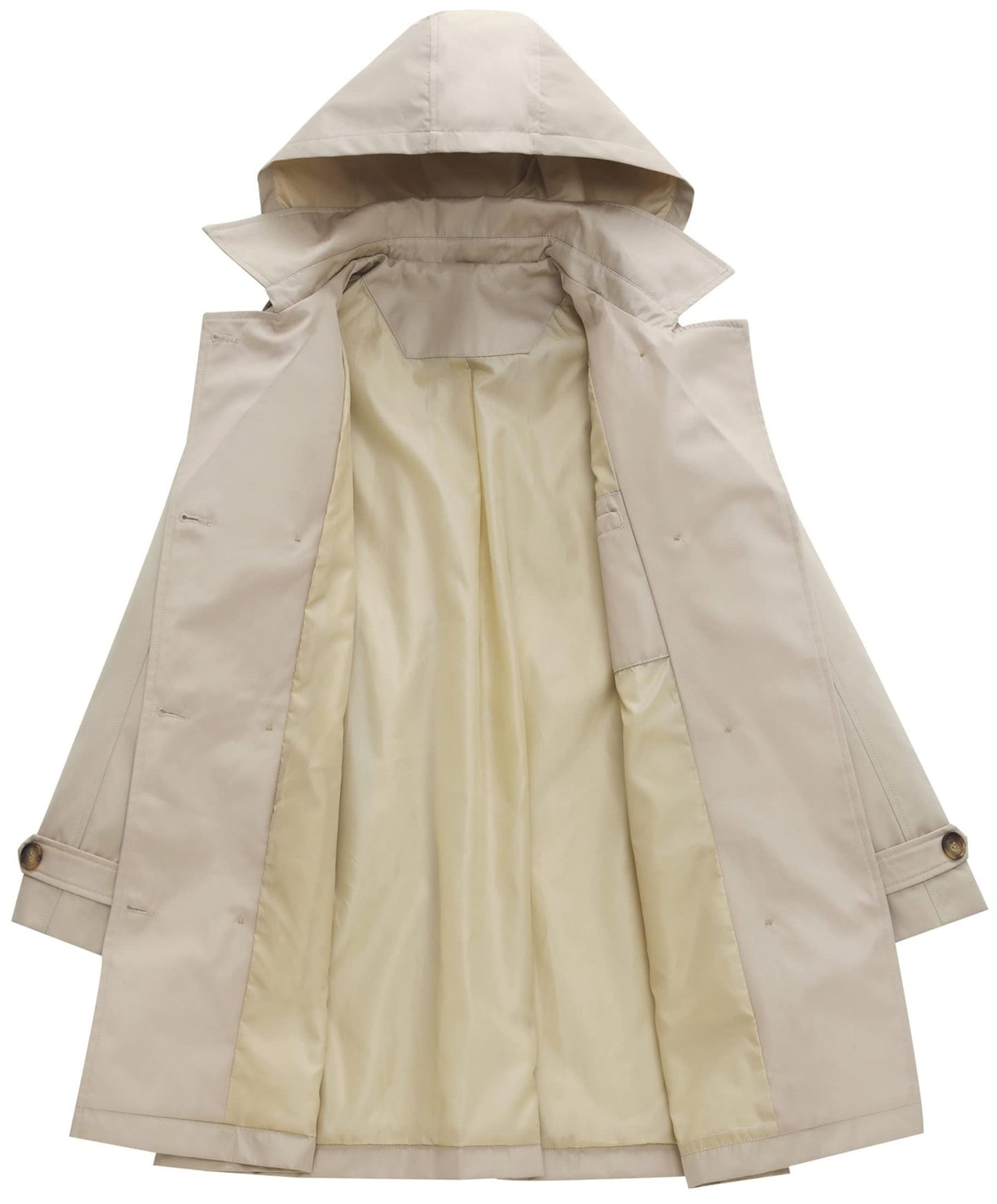Chrisuno Women's Double Breasted Trench Coats Mid - Length Belted Overcoat Long Dress Jacket with Detachable Hood - Xpressa
