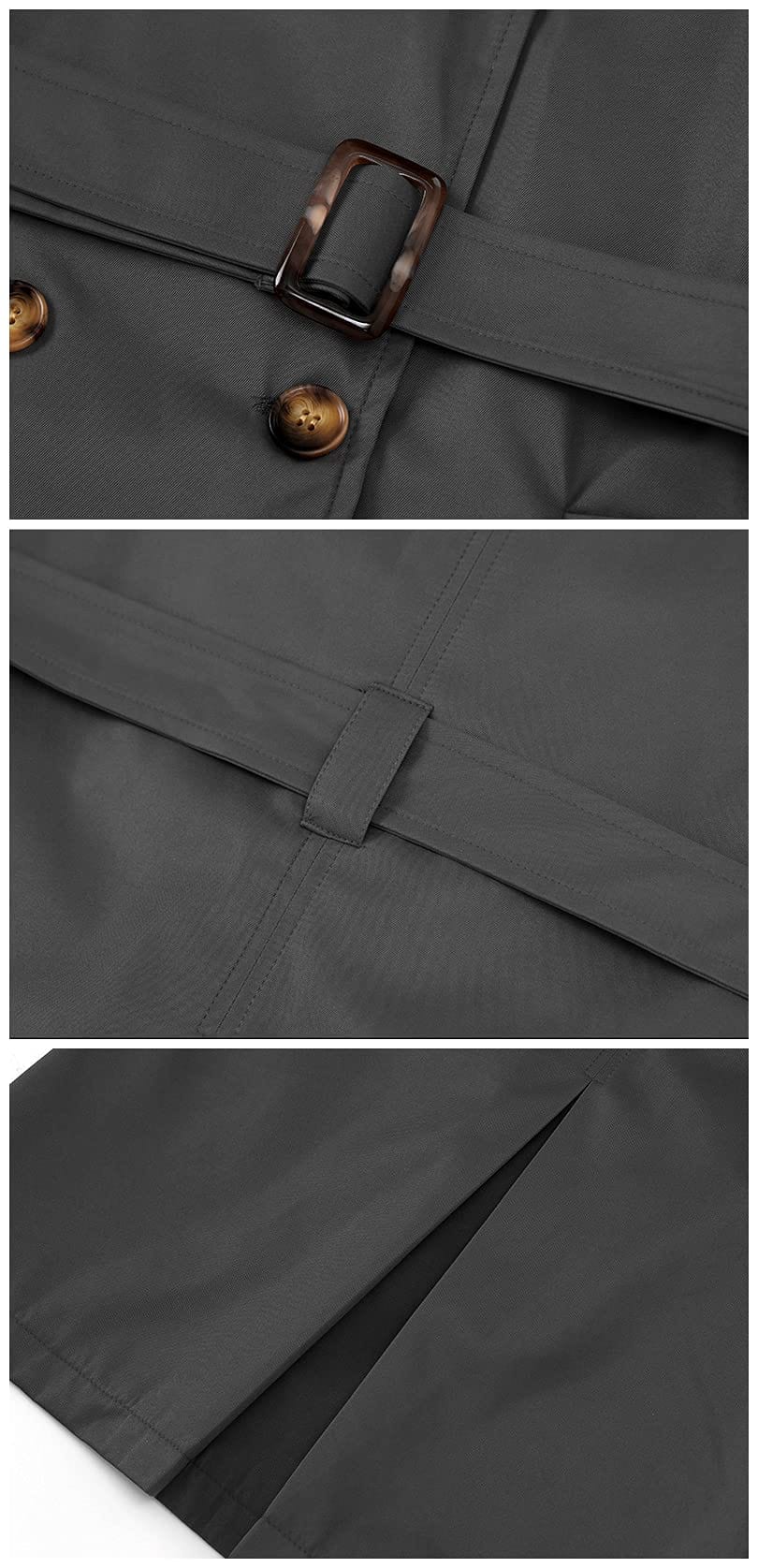 Chrisuno Women's Double Breasted Trench Coats Mid - Length Belted Overcoat Long Dress Jacket with Detachable Hood - Xpressa