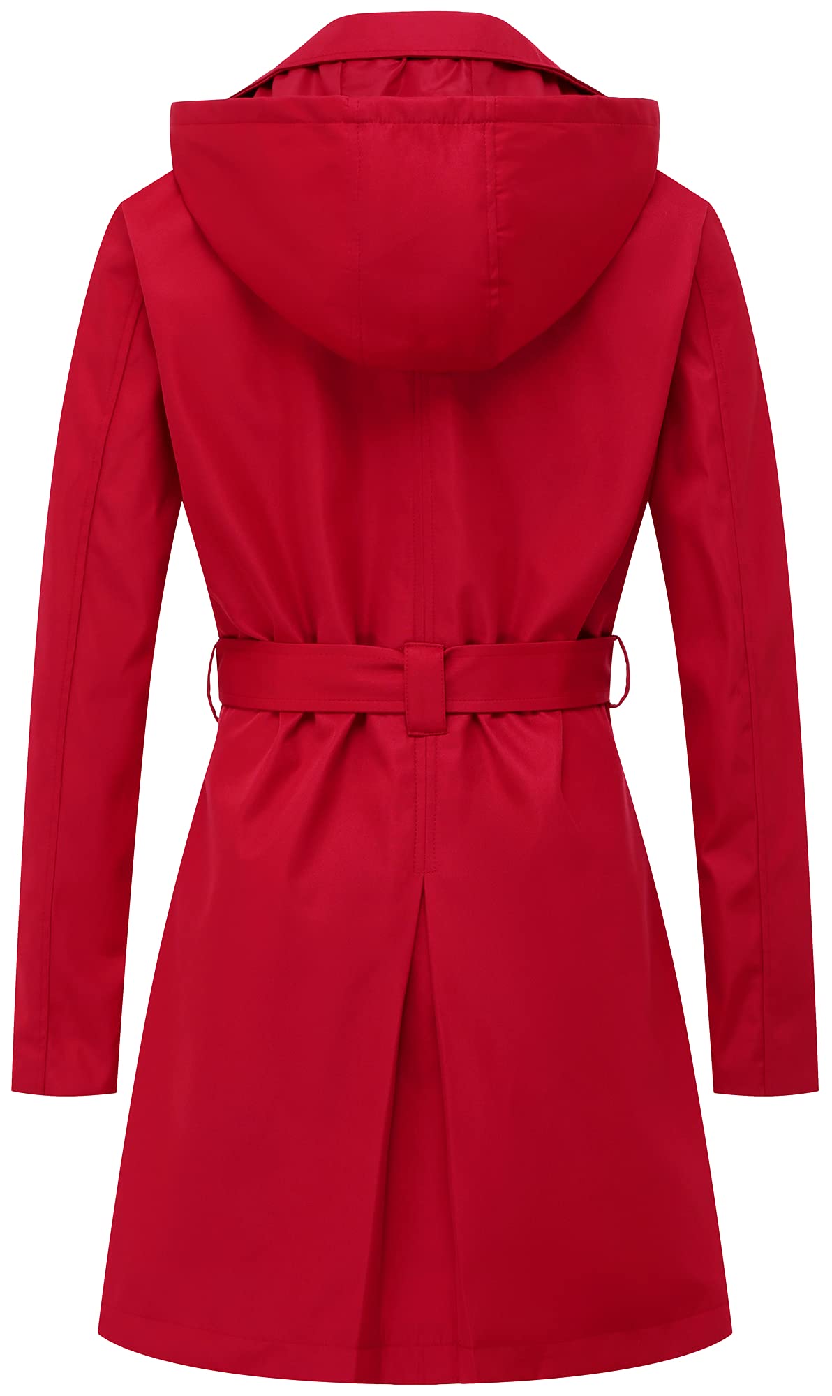 Chrisuno Women's Double Breasted Trench Coats Mid - Length Belted Overcoat Long Dress Jacket with Detachable Hood - Xpressa