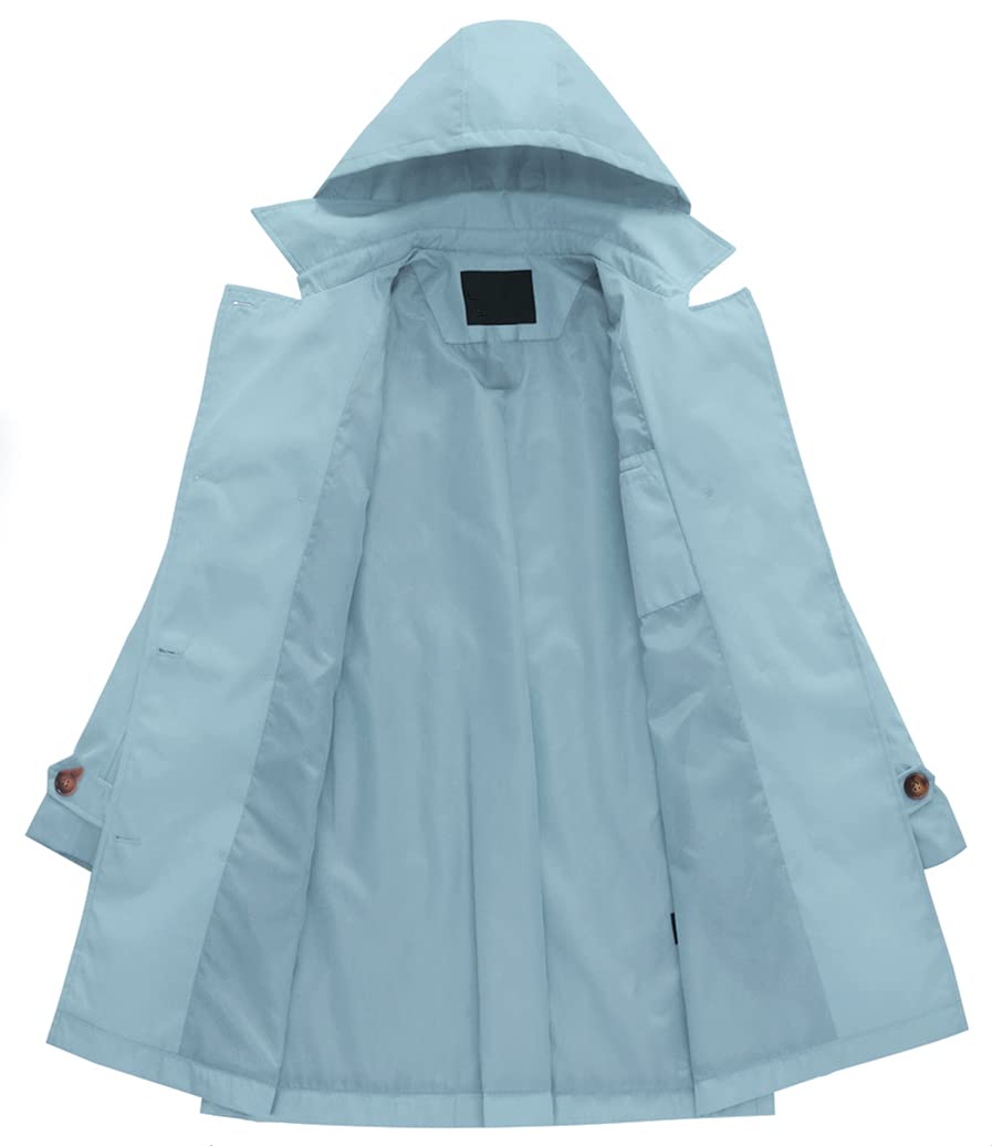 Chrisuno Women's Double Breasted Trench Coats Mid - Length Belted Overcoat Long Dress Jacket with Detachable Hood - Xpressa