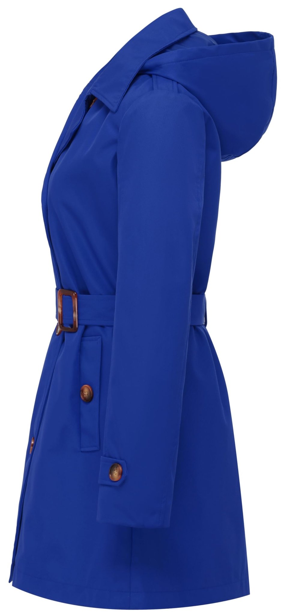 Chrisuno Women's Double Breasted Trench Coats Mid - Length Belted Overcoat Long Dress Jacket with Detachable Hood - Xpressa