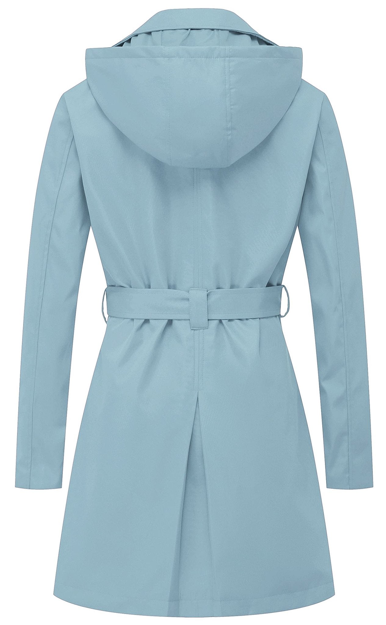 Chrisuno Women's Double Breasted Trench Coats Mid - Length Belted Overcoat Long Dress Jacket with Detachable Hood - Xpressa