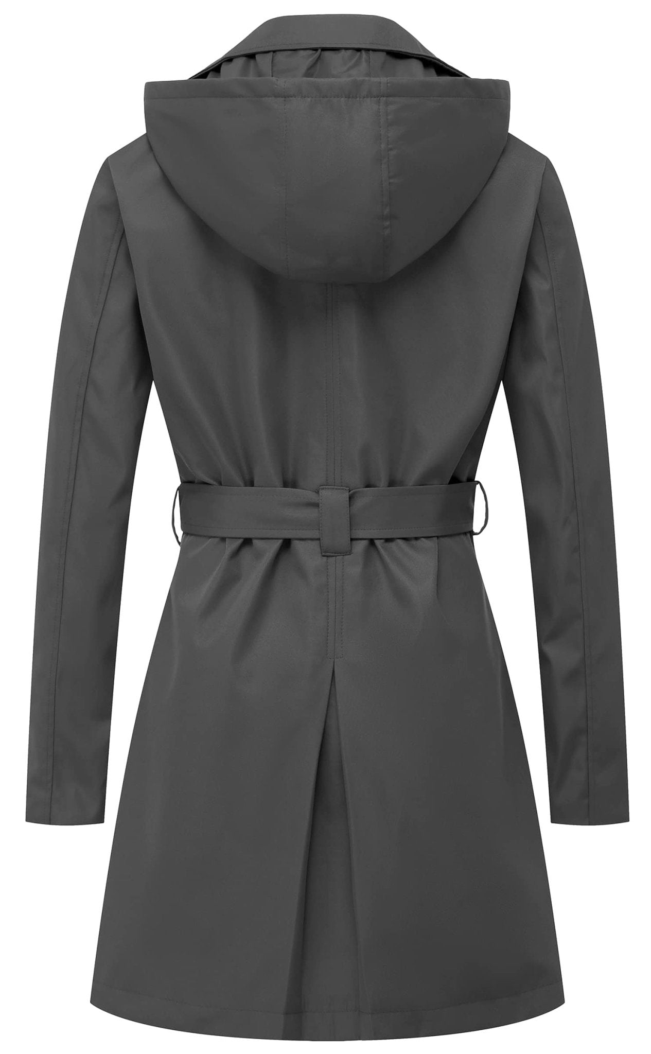 Chrisuno Women's Double Breasted Trench Coats Mid - Length Belted Overcoat Long Dress Jacket with Detachable Hood - Xpressa