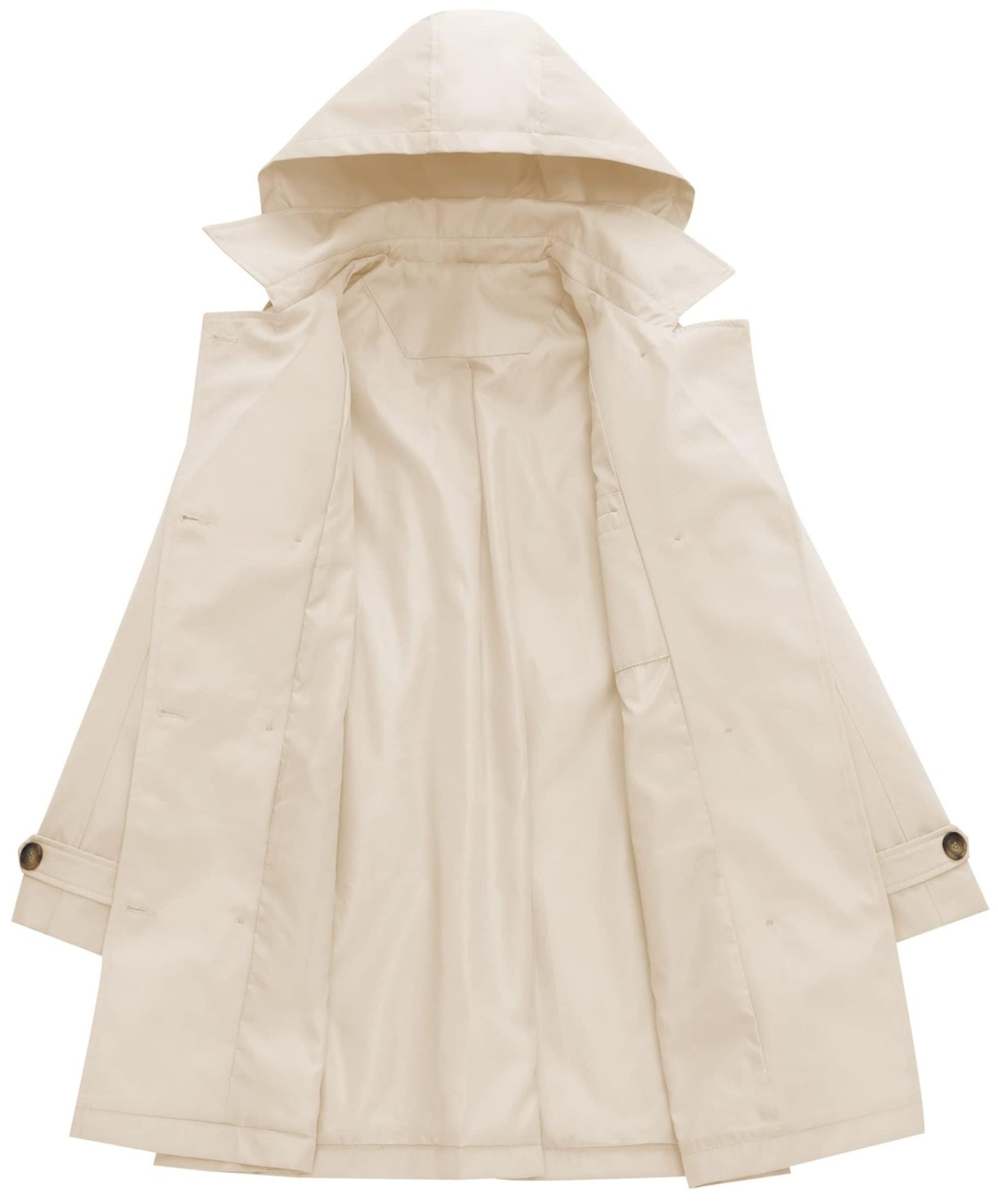 Chrisuno Women's Double Breasted Trench Coats Mid - Length Belted Overcoat Long Dress Jacket with Detachable Hood - Xpressa