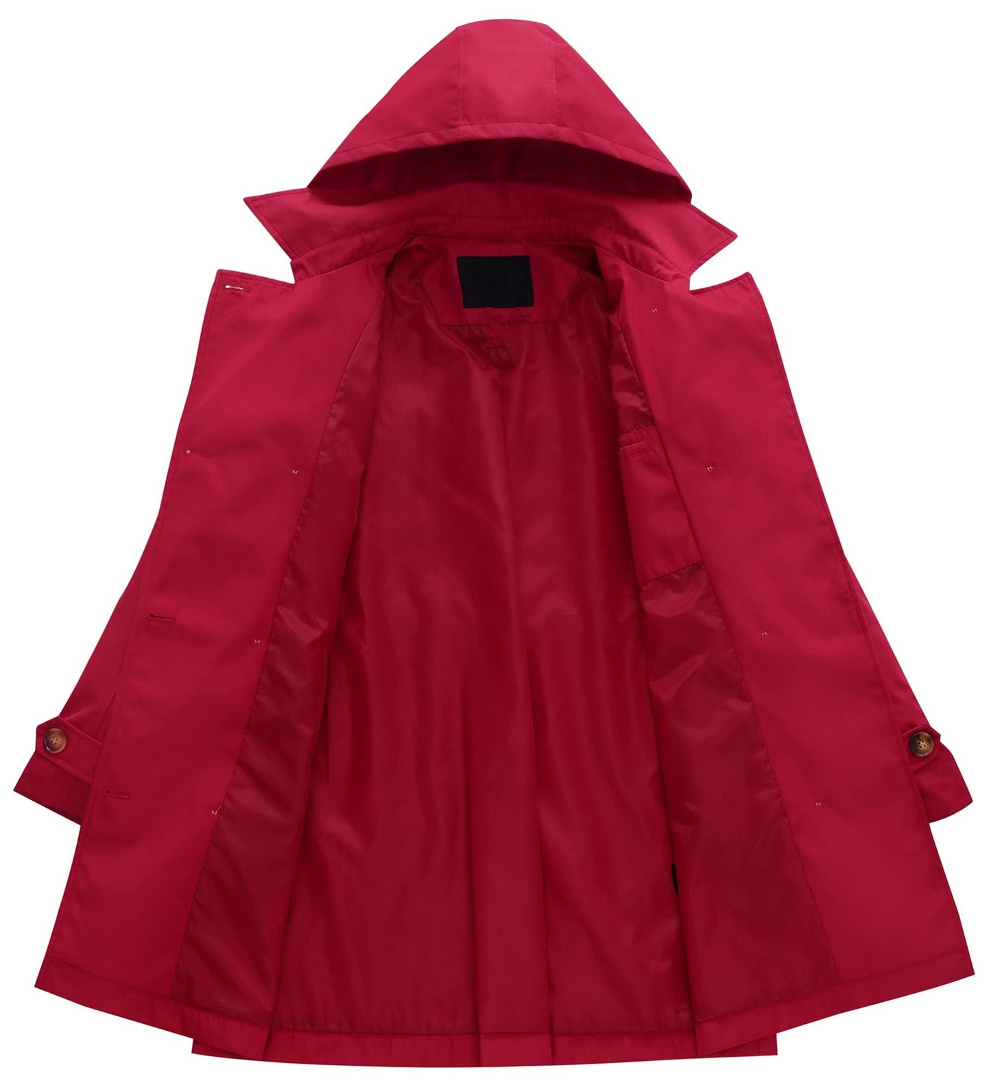 Chrisuno Women's Double Breasted Trench Coats Mid - Length Belted Overcoat Long Dress Jacket with Detachable Hood - Xpressa
