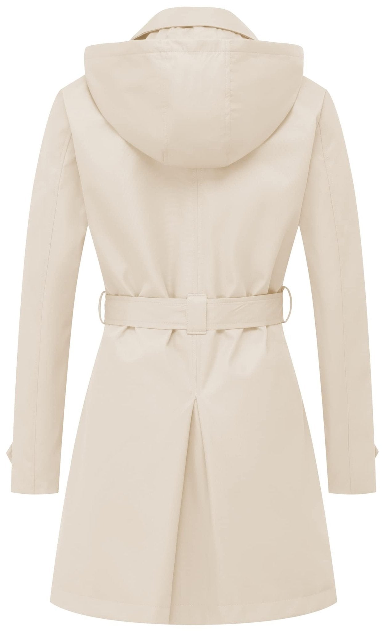 Chrisuno Women's Double Breasted Trench Coats Mid - Length Belted Overcoat Long Dress Jacket with Detachable Hood - Xpressa