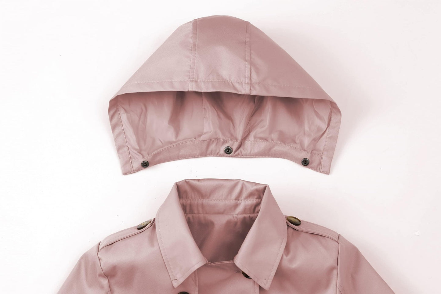 Chrisuno Women's Double Breasted Trench Coats Mid - Length Belted Overcoat Long Dress Jacket with Detachable Hood - Xpressa