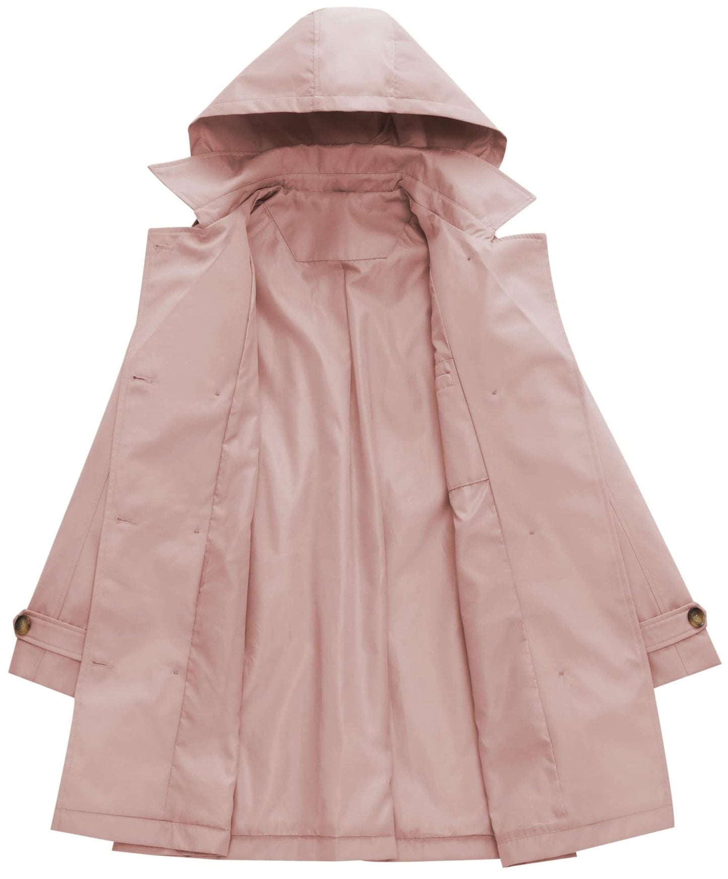 Chrisuno Women's Double Breasted Trench Coats Mid - Length Belted Overcoat Long Dress Jacket with Detachable Hood - Xpressa