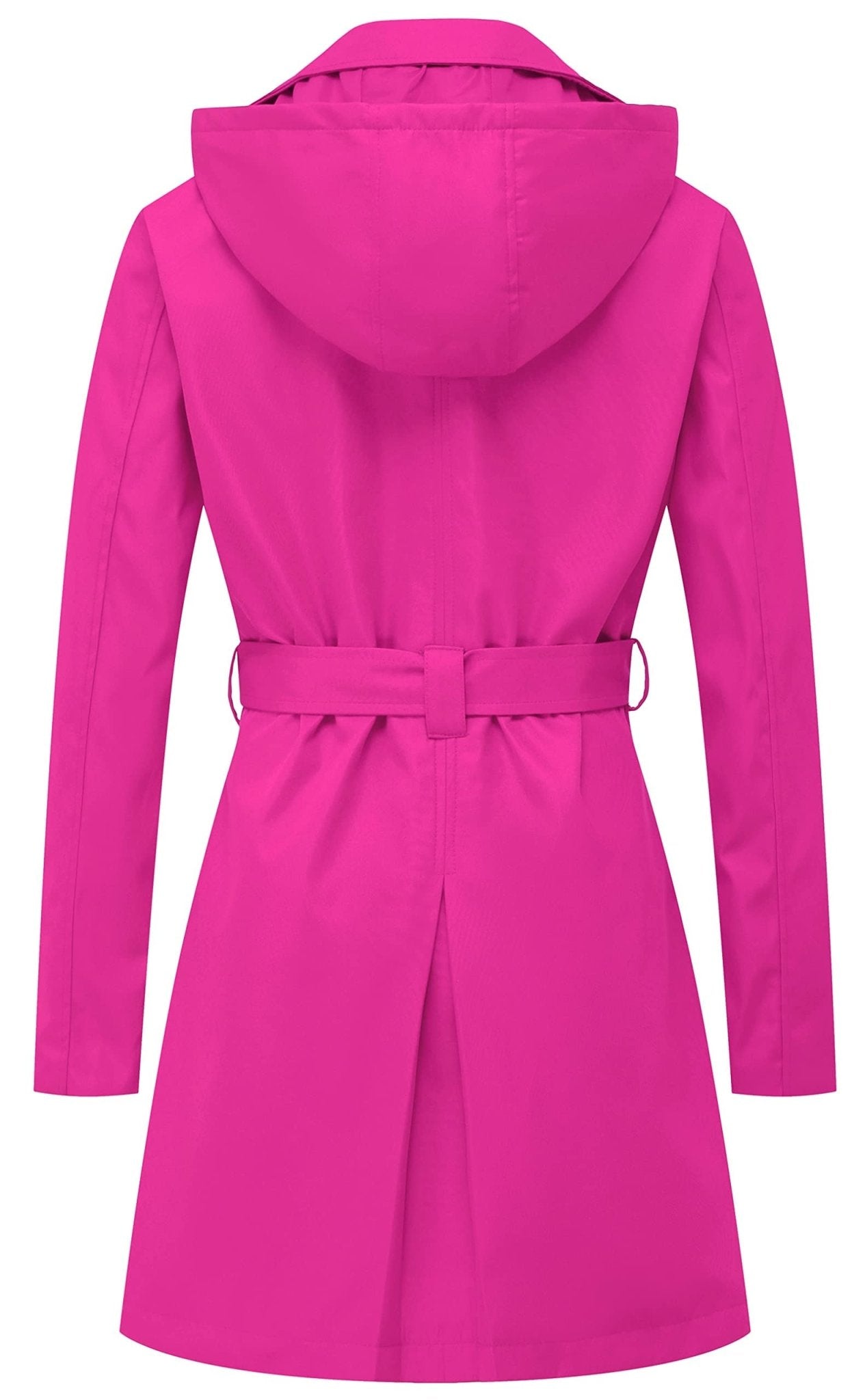 Chrisuno Women's Double Breasted Trench Coats Mid - Length Belted Overcoat Long Dress Jacket with Detachable Hood - Xpressa
