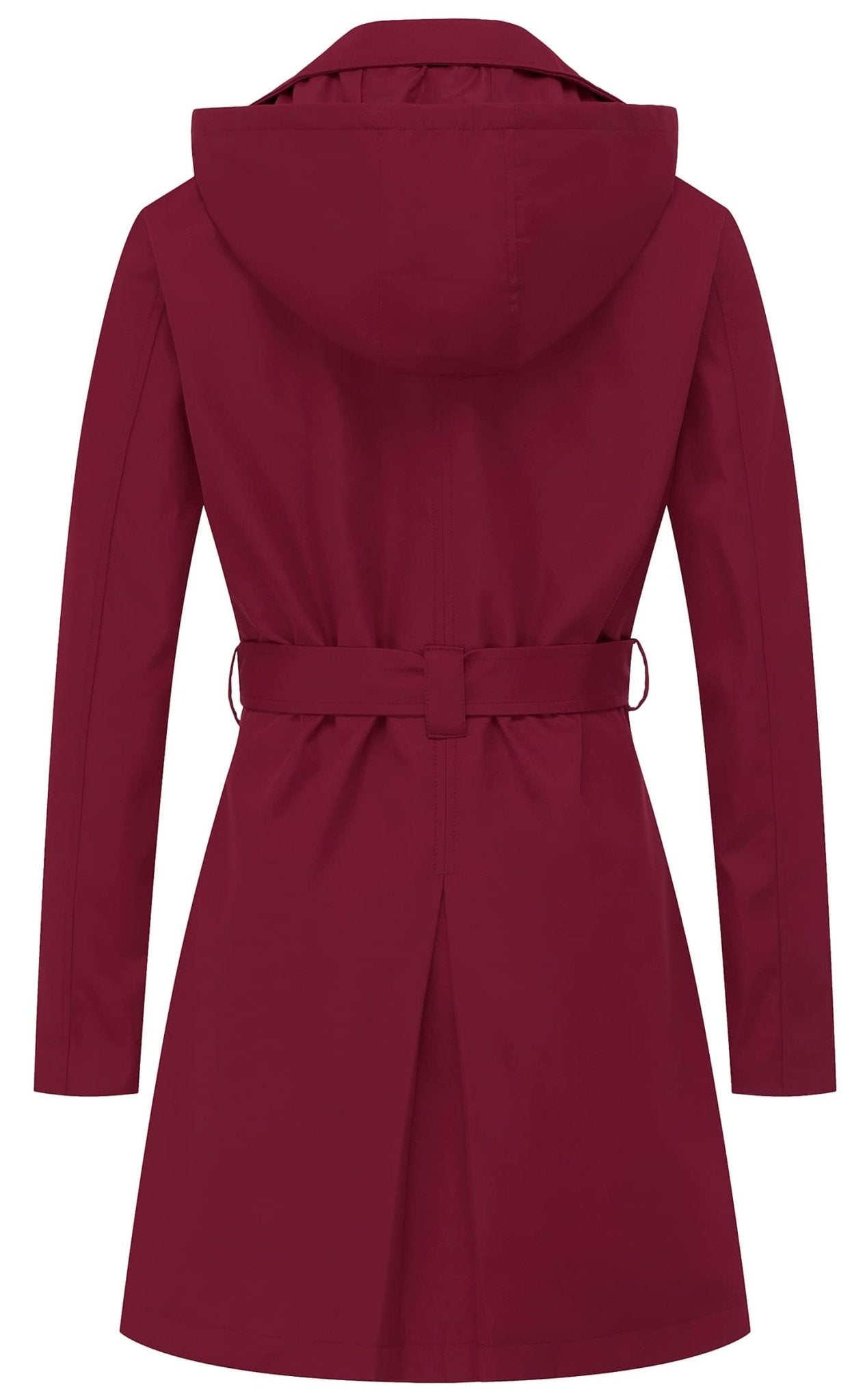Chrisuno Women's Double Breasted Trench Coats Mid - Length Belted Overcoat Long Dress Jacket with Detachable Hood - Xpressa