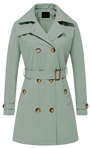 Chrisuno Women's Double Breasted Trench Coats Mid - Length Belted Overcoat Long Dress Jacket with Detachable Hood - Xpressa